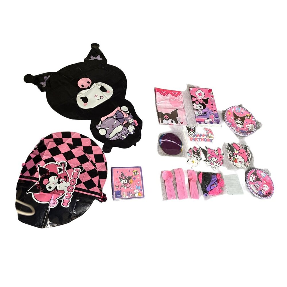 Kuromi Birthday Party Decorations Tableware Set Plates Balloons